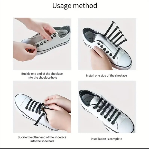 3️⃣3/25 Elastic Lazy Silicone Shoelaces (Black) (16pcs/set) - Picture 6 of 9